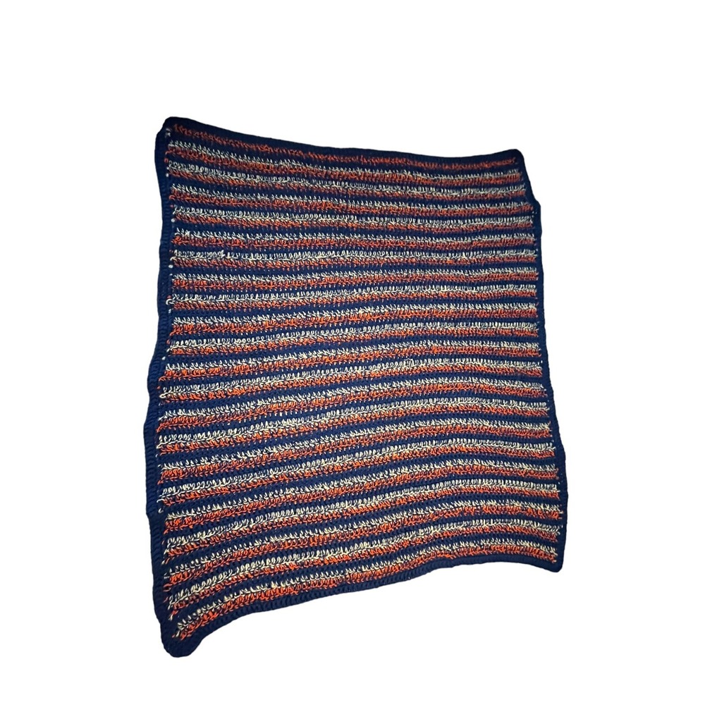 Handmade Crocheted University of Florida Blue Orange‎ White Afghan Throw 51"x55"